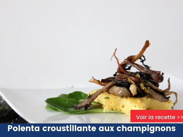 Polenta croustillante aux champignons